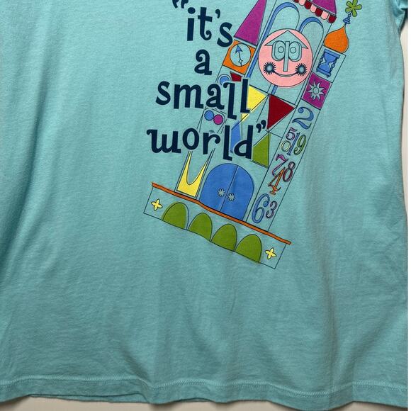 Disney Parks It's a Small World V-Neck Tee Shirt Limited Edition Blue Size 2X - Picture 3 of 7